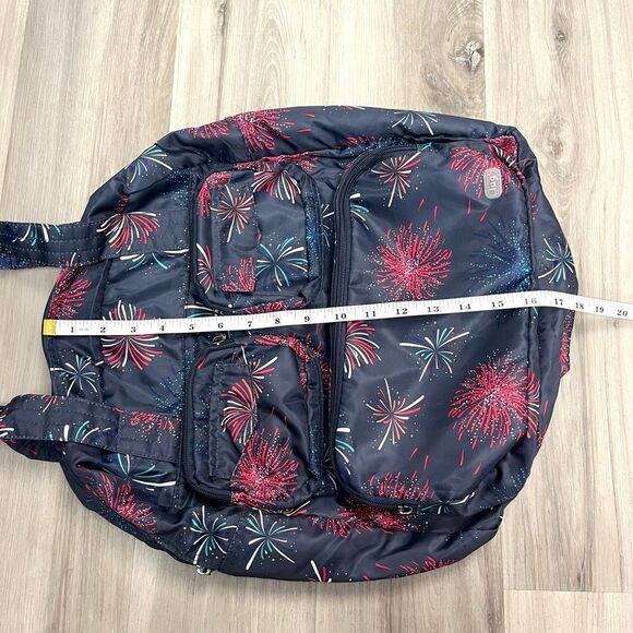 Lug Tote Women’s OS Navy Blue Fireworks Print Puddle Jumper Lightweight Packable - Picture 9 of 9